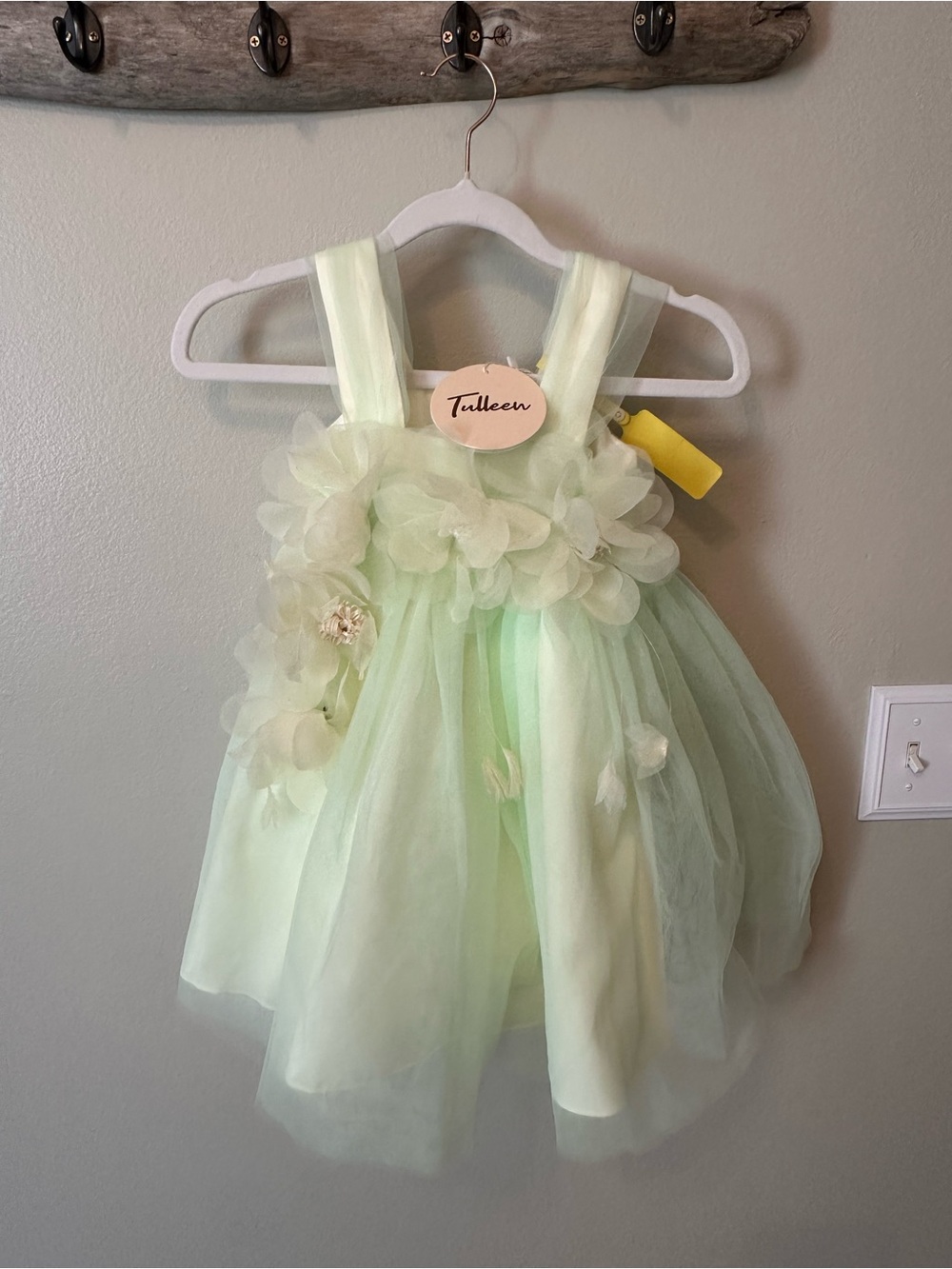Tulle Kids' Mint Green Floral Tulle Dress